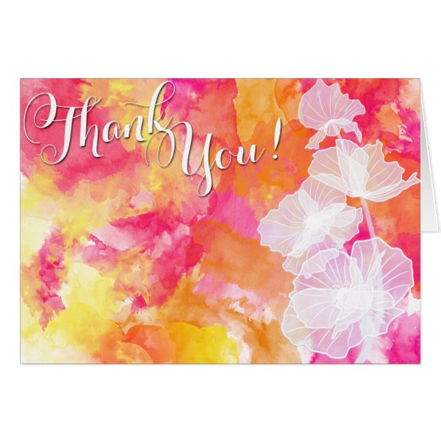 FIERY SUNSET WATERCOLOR HOLLYHOCK WEDDING (Front Horizontal)