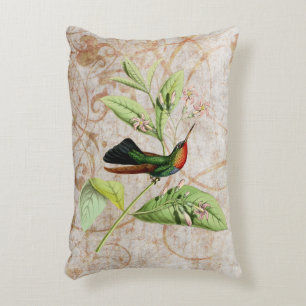 Fiery Throated Hummingbird Vintage Grunge Accent Pillow