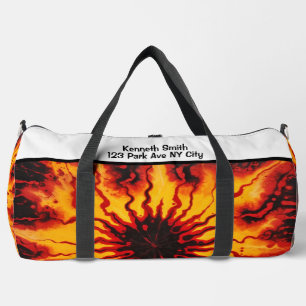 Fiery Tie Dye Burst Monogram Personalized Kit Duffle Bag