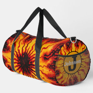 Fiery Tie Dye Burst Monogram Personalized Kit Duffle Bag