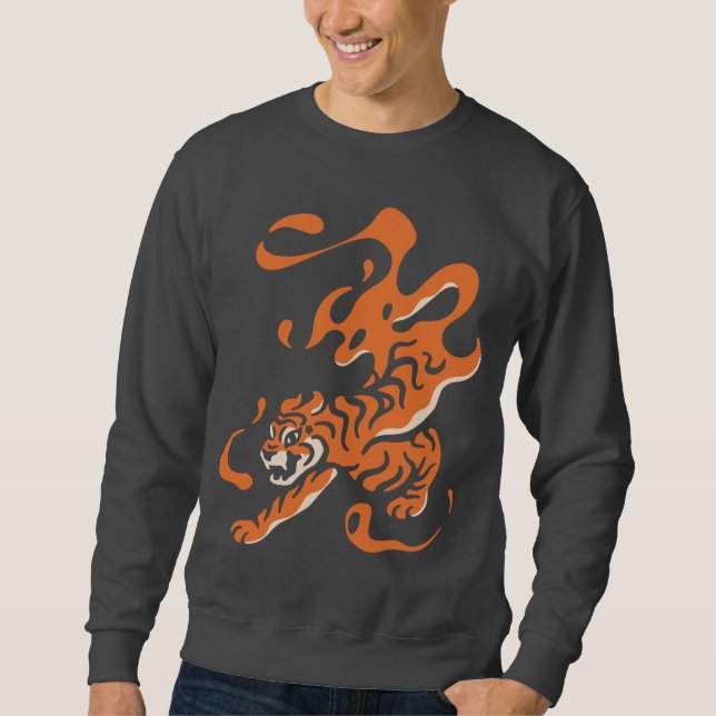 Fiery Tiger: Asian Bold Design Sweatshirt (Front)