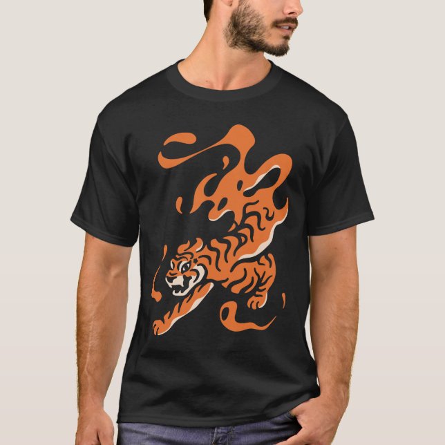 Fiery Tiger: Asian Bold Design T-Shirt (Front)