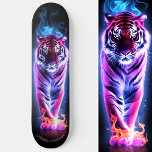 Fiery Tiger Pink & Blue Glowing Cool Style Skateboard<br><div class="desc">Roar into the spotlight with our Fiery Tiger Pink & Blue Glowing Style skateboard,  where fierce elegance meets electrifying design. 

Personalize the deck with your own text,  and let your ride shine bright. 

This is another 100% Snuggle Hamster Designs.</div>