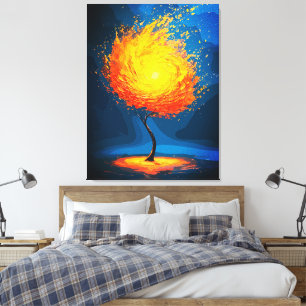 Fiery Tree of Life Abstract Nature Wall Art