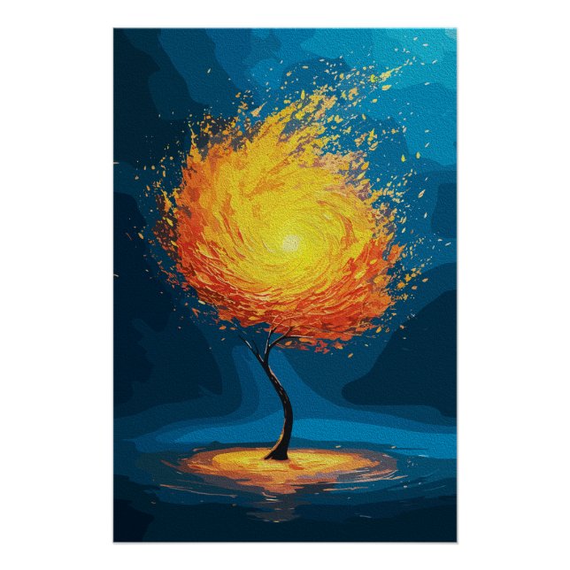 Fiery Tree of Life | Abstract Nature Wall Art (Front)