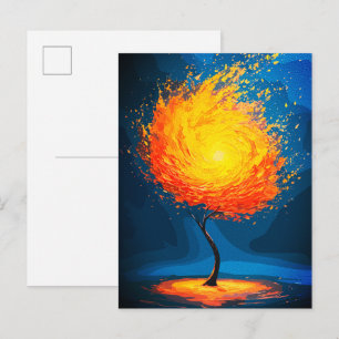 Fiery Tree of Life   Abstract Nature Wall Art Postcard