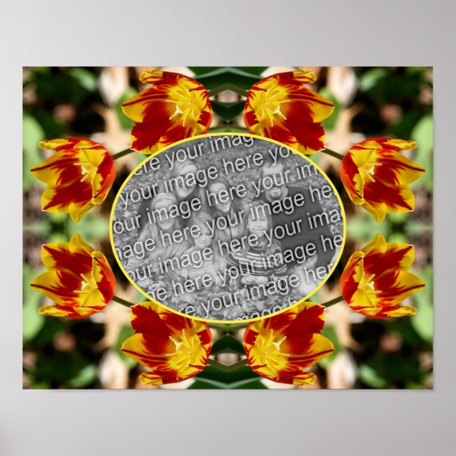 Fiery Tulip Flowers Frame Create Your Own Photo Poster (Front)