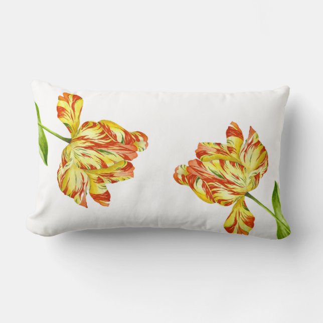 Fiery Tulips on a Lumbar Pillow (Front)