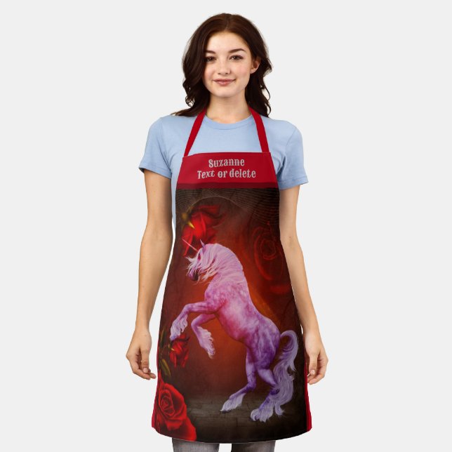 Fiery Unicorn Horse Personalized Apron (Worn)