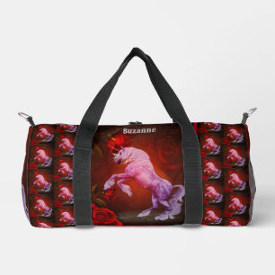 Fiery Unicorn Horse Personalized Duffle Bag