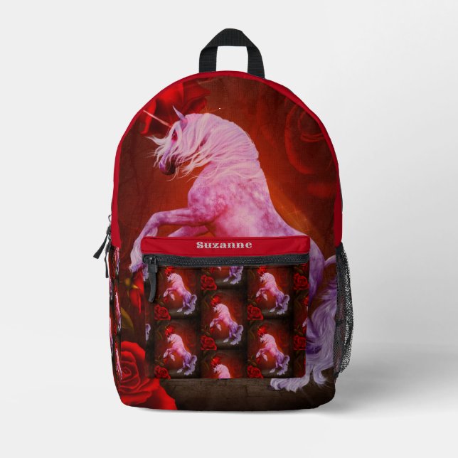 Fiery Unicorn Horse Personalized Printed Backpack (Front)