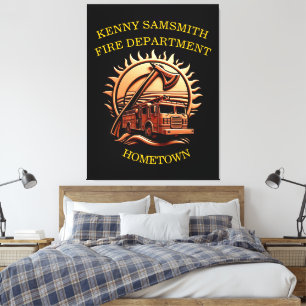 Fiery Valour Intricate Heroic Design Of Fire Truck Canvas Print