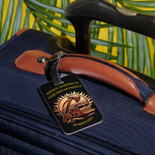 Fiery Valour Intricate Heroic Design Of Fire Truck Luggage Tag