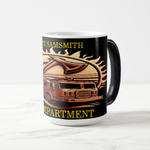 Fiery Valour Intricate Heroic Design Of Fire Truck Magic Mug
