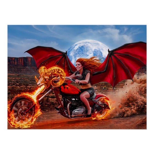 Fiery Vampire Foxella Biker Babe Poster (Front)