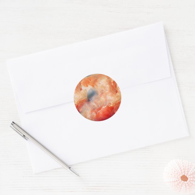 Fiery Veins of Liquid Marble Classic Round Sticker (Envelope)