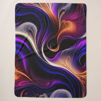 Fiery Waves - Bold Purple, Orange, Gold Abstract Sherpa Blanket