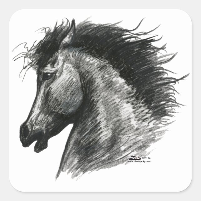 Fiery Wild Horse Square Sticker (Front)