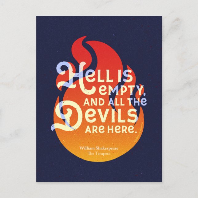 Fiery William Shakespeare Hell is Empty Postcard (Front)