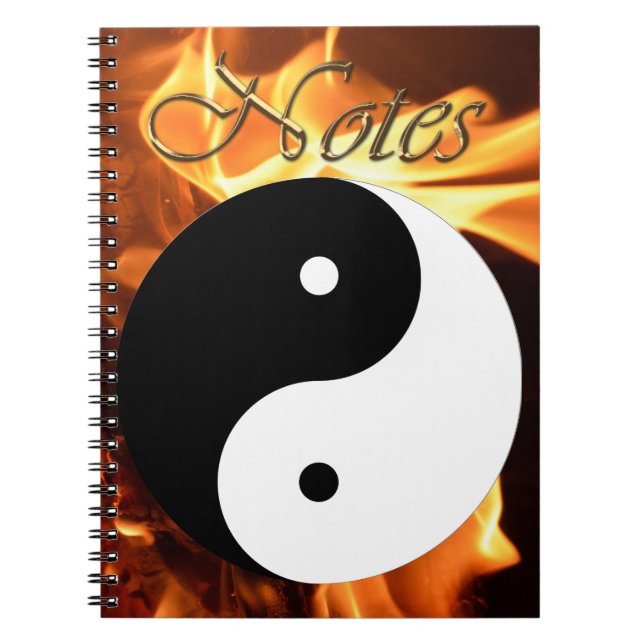 Fiery Yin and Yang Asian Symbol of Balance Notebook (Front)