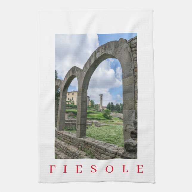 Fiesole Cathedral tower tea towel (Vertical)