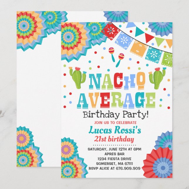 Fiesta 21st Birthday Invitation Nacho Average 21st (Front/Back)
