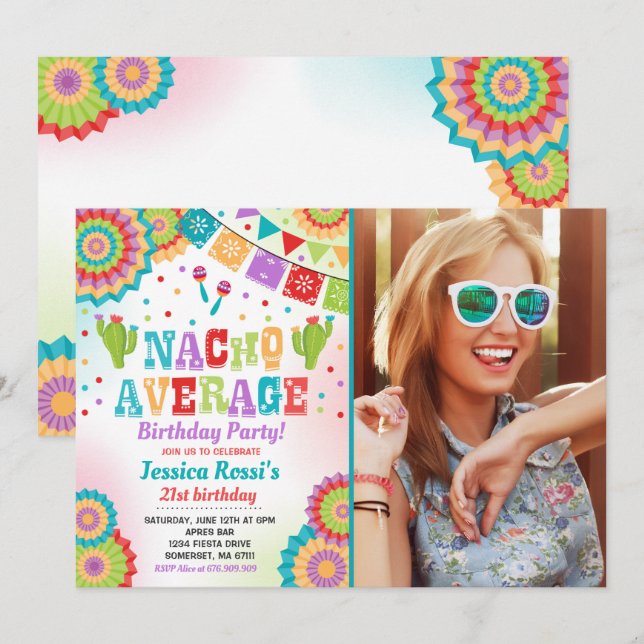 Fiesta 21st Birthday Invitation Nacho Average 21st (Front/Back)