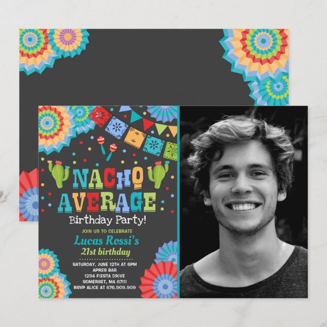Fiesta 21st Birthday Invitation Nacho Average 21st (Front/Back)