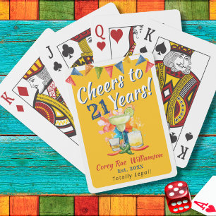 Fiesta 21st Birthday Personalized Party Favour Playing Cards
