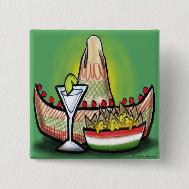 Fiesta 2 Inch Square Button (Front)