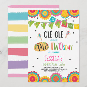 Fiesta 2e anniversaire Invitation Taco fête du Two