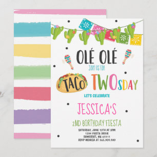 Fiesta 2e anniversaire Invitation Taco fête du Two