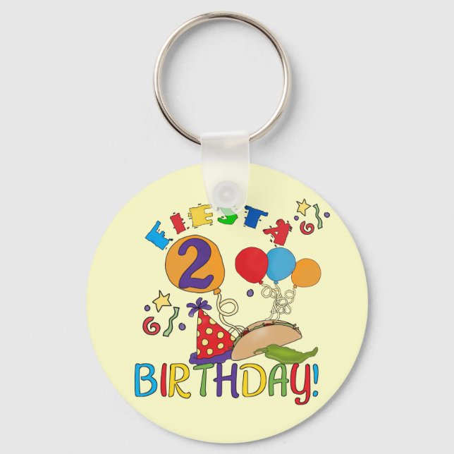 Fiesta 2nd Birthday T shirts and Gifts Keychain (Front)