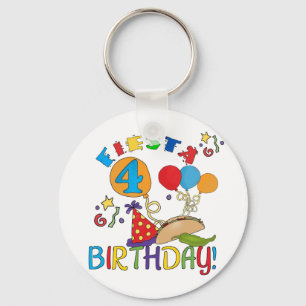 Fiesta 4th Birthday T-shirts and Gifts Keychain