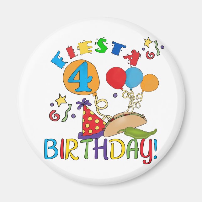 Fiesta 4th Birthday T-shirts and Gifts Magnet (Front)