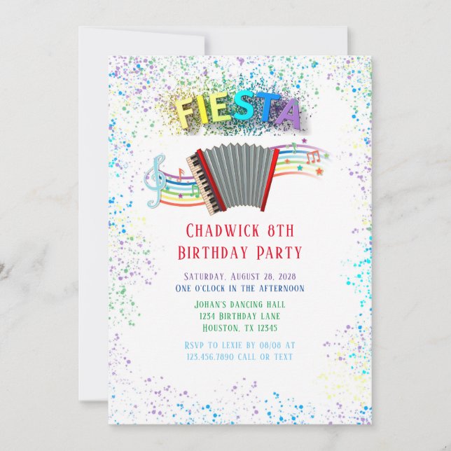 Fiesta Accordion Dancing Birthday Party Invitation (Front)