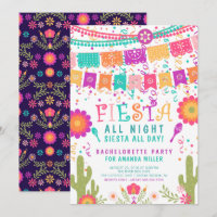 Fiesta All Night Bachelorette Party Invitation