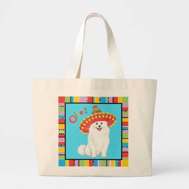 Fiesta American Eskimo Dog Large Tote Bag (Front)