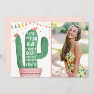 Fiesta and Fun Graduation Party Cactus Lets Fiesta Invitation