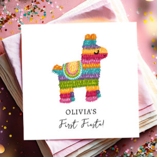 Fiesta and Fun Piñata Mexican Llama First Birthday Napkin