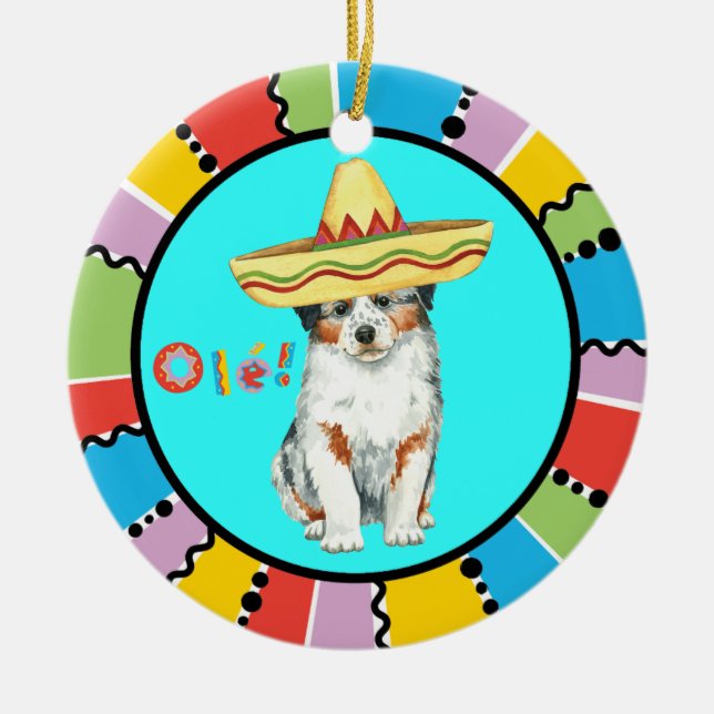 Fiesta Aussie Ceramic Ornament (Front)