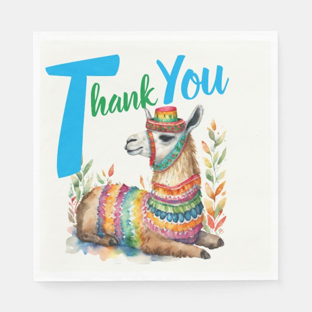 Fiesta Baby Boy Muchacho Shower Partyware Llama Napkin (Front)