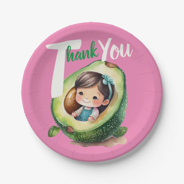 Fiesta Baby Girl Shower Avocado Cute Fun Modern Paper Plate (Front)