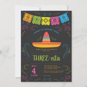 Fiesta baby shower colourful chalkboard design invitation