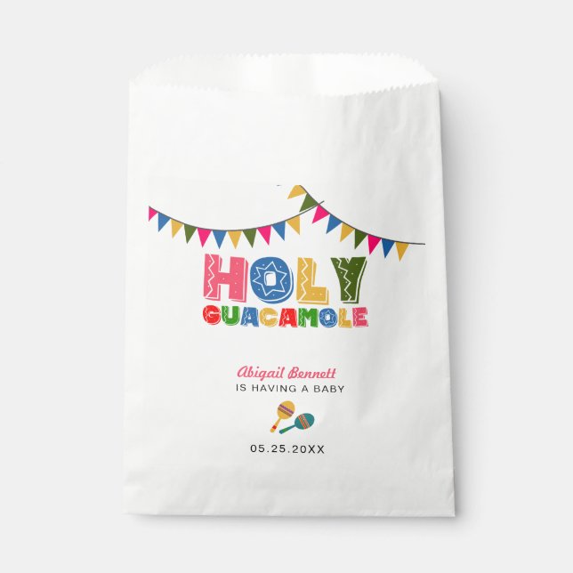 Fiesta Baby Shower Holy Guacamole Colourful Fun Favour Bag (Front)