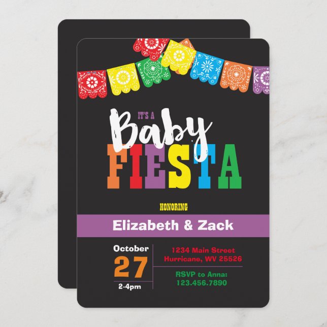 Fiesta Baby Shower Invitation (Front/Back)