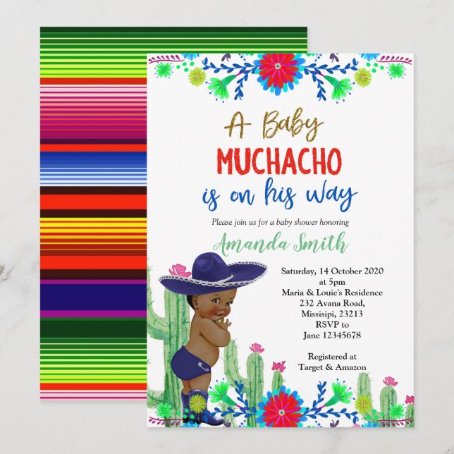 Fiesta Baby Shower Invitation Boy Fiesta Shower (Front/Back)