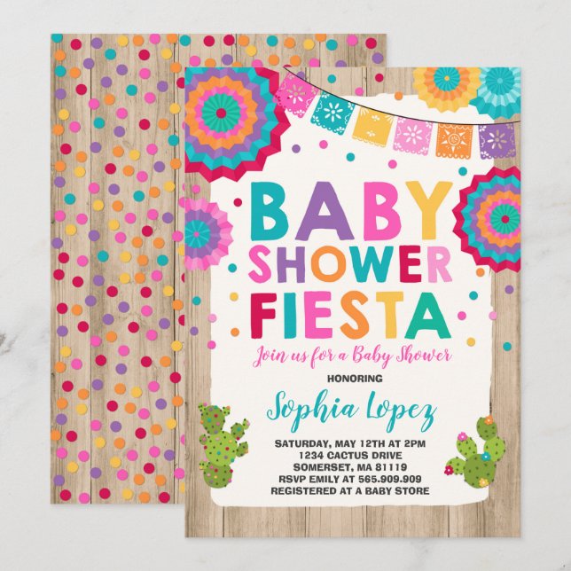 Fiesta Baby Shower Invitation Mexican Baby Shower (Front/Back)