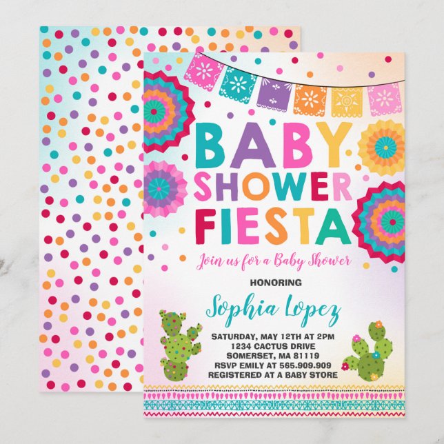 Fiesta Baby Shower Invitation Mexican Baby Shower (Front/Back)
