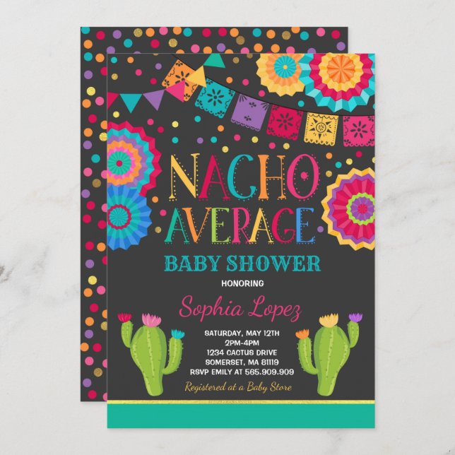 Fiesta Baby Shower Invitation Nacho Average Shower (Front/Back)
